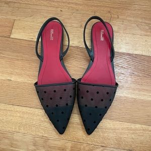 DVF black pointed toe slingbacks